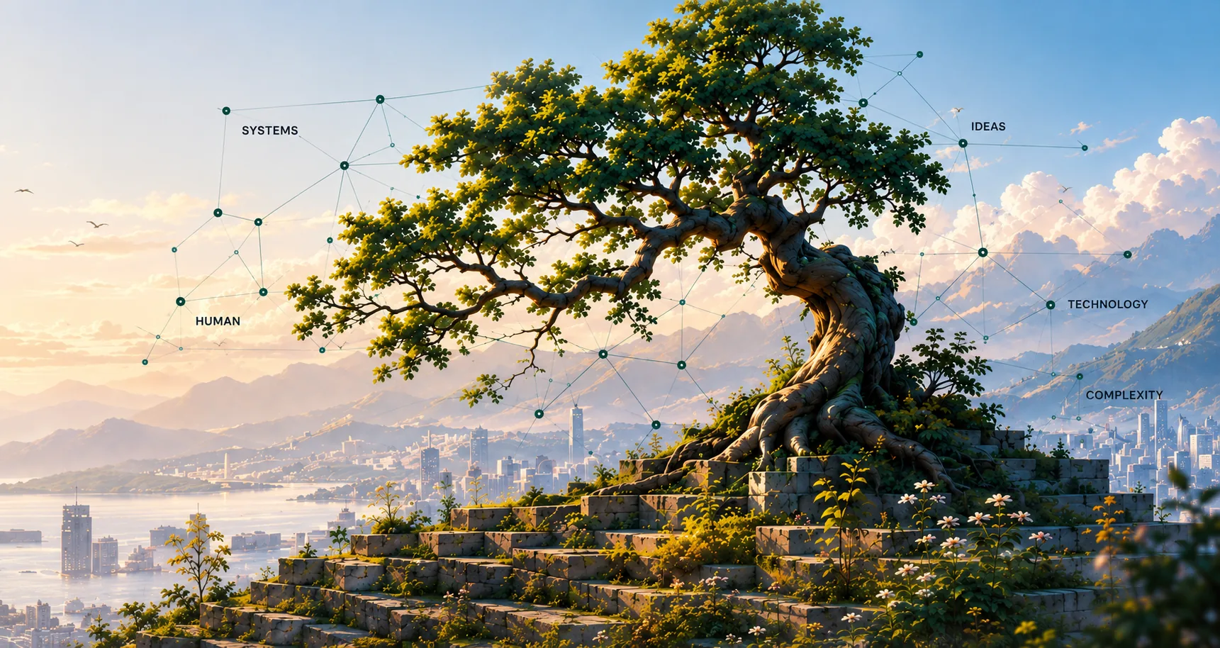 Albero digitale su città futuristica
